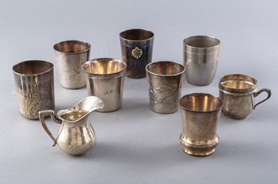 Lot 1130 - Collection of Mostly Silver Plated Beakers and Mugs