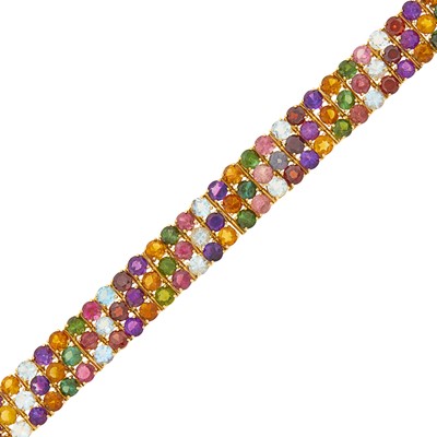 Lot 1020 - Gold and Colored Stone Bracelet