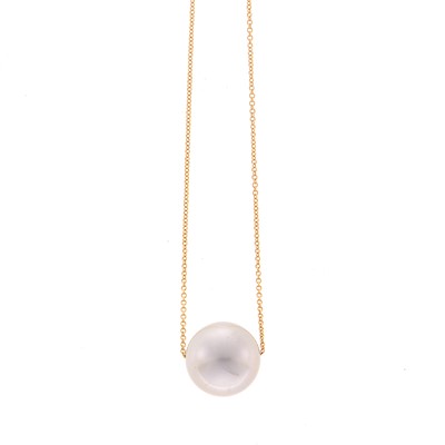 Lot 1005 - Gold and Gray Cultured Pearl Pendant-Necklace