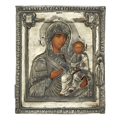 Lot 61 - Russian Silver Icon of the  Mother of God of Smolensk