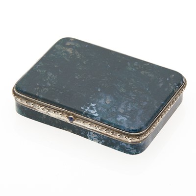 Lot 146 - Continental Silver-Mounted Moss Agate Snuff Box