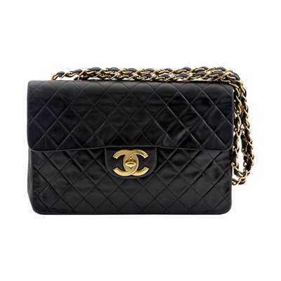 Lot 1178 - Chanel Black Quilted Lambskin XL Jumbo Flap Bag