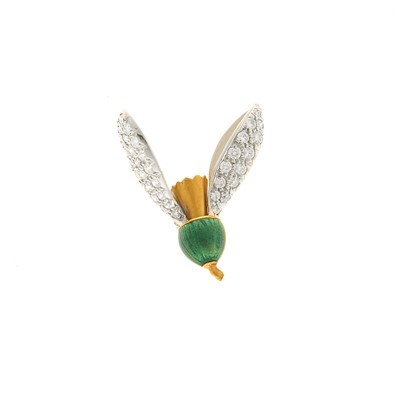 Lot 2177 - Platinum, Gold Diamond and Green Enamel Insect Fragment