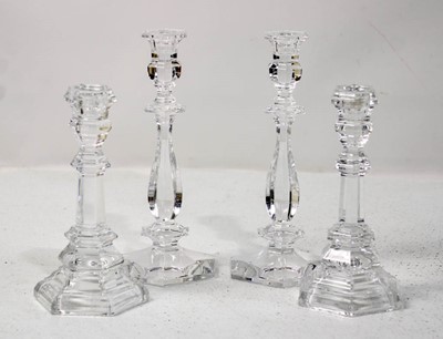 Lot 434 - 2 Pairs of Tiffany & Co. Cut Glass Candlesticks