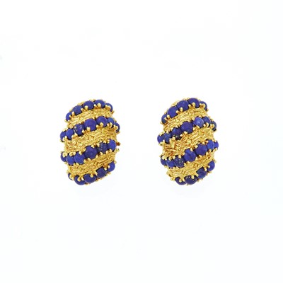 Lot 2009 - Pair of Gold and Lapis Earclips