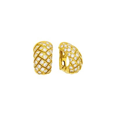 Lot 2 - Van Cleef & Arpels Pair of Gold and Diamond Earclips, France