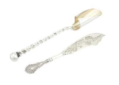 Lot 562 - George W. Shiebler Sterling Silver "Corinthian" Cheese Knife and a Whiting Sterling Silver Cheese Scoop