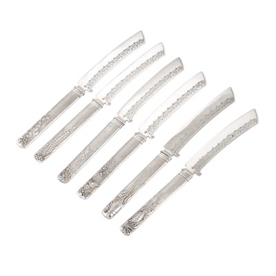 Lot 566 - Set of Six American Sterling Silver Fish Knives