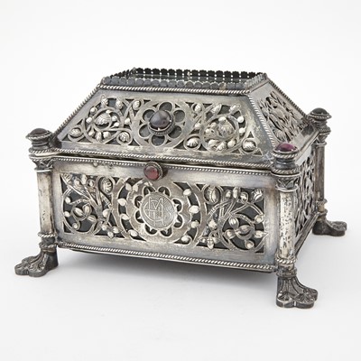 Lot 32 - English or Continental Silver Plated Historicist Casket