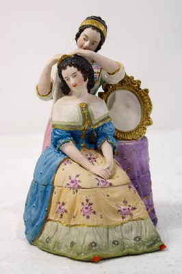Lot 446 - Painted Bisque Porcelain Figural Ink Stand
