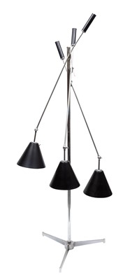 Lot 571 - Angelo Lelii Chromed and Enameled Metal "Triennale" Adjustable Floor Lamp