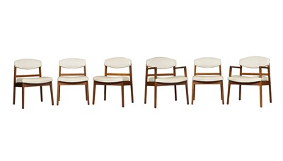 Lot 558 - Set of Six George Nelson for Herman Miller Upholstered Walnut Dining Chairs