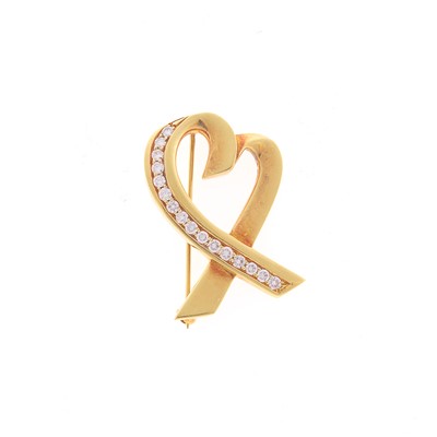 Lot 1019 - Tiffany & Co., Paloma Picasso Gold and Diamond 'Loving Heart' Pin