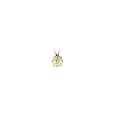 Lot 1133 - White Gold and Fancy Yellow Diamond Pendant