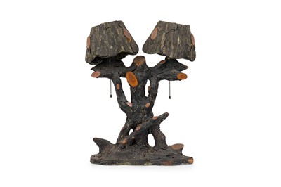Lot 192 - Black Forest Style Carved Wood Table Lamp