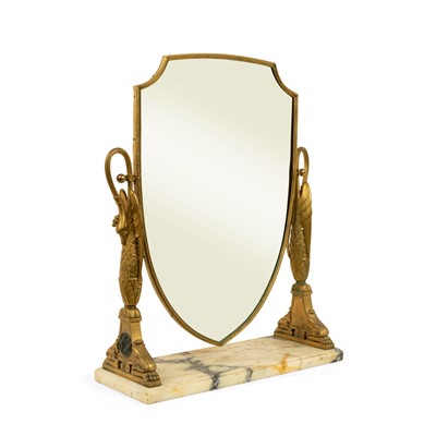 Lot 280 - French Empire Style Gilt Bronze and Marble Dressing Mirror