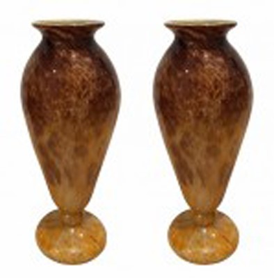 Lot 314 - Pair of Schneider Art Nouveau Glass Vases