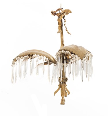 Lot 246 - Gilt Bronze and Glass Palm-Form Chandelier