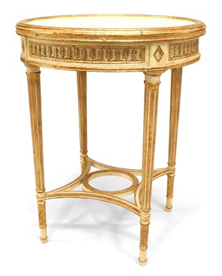 Lot 294 - Louis XVI Style Painted and Parcel Gilt Table
