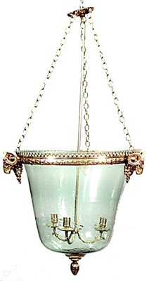 Lot 303 - Louis XVI Style Glass and Bronze Lantern