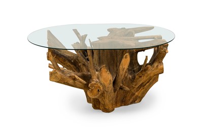 Lot 316 - Naturalistic Tree Root and Glass Low Table
