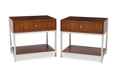 Lot 323 - Pair of Tiger Wood and Nickel Plated End Tables