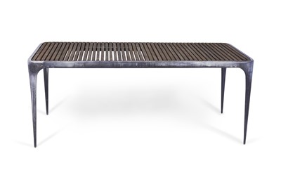 Lot 141 - Zinc and Teak Indoor/Outdoor Dining Table