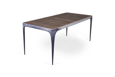 Lot 141 - Zinc and Teak Indoor/Outdoor Dining Table