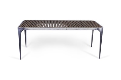 Lot 141 - Zinc and Teak Indoor/Outdoor Dining Table