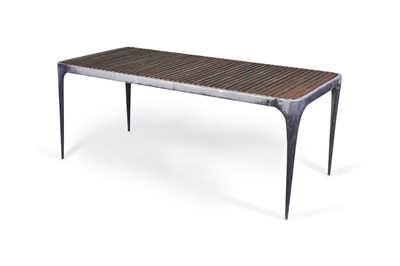 Lot 141 - Zinc and Teak Indoor/Outdoor Dining Table