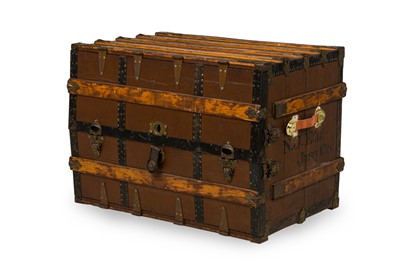 Lot 185 - Brown Leather Steamer Trunk