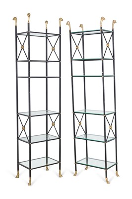 Lot 327 - Pair of Steel and Glass Etageres