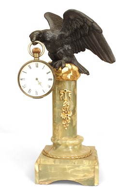 Lot 112 - English Bronze and Gilt Bronze Onyx Clock