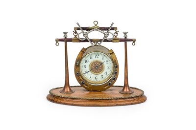 Lot 79 - English Brass Horseshoe Shaped Desk Clock