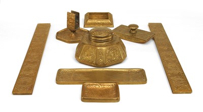 Lot 252 - Tiffany Studios Bronze "Zodiac Pattern" Desk Set