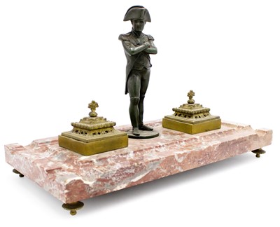 Lot 291 - French Empire Style Bronze and Marble Napoleon Inkwell