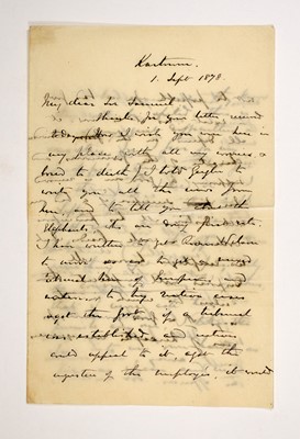 Lot 159 - An exceptional letter by General Gordon to Sir Samuel Baker