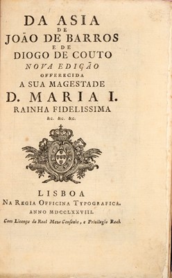 Lot 145 - The best edition of De Barros's history of the Portuguese in Asia