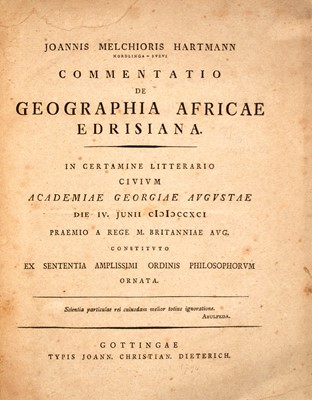 Lot 168 - Hartmann's Commentariao de Geographia Africae Edrisiana, 1791