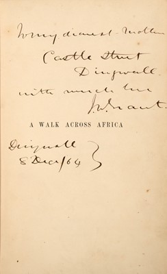Lot 165 - Grant's A Walk Across Africa, presentation copy to his mother of the first edition
