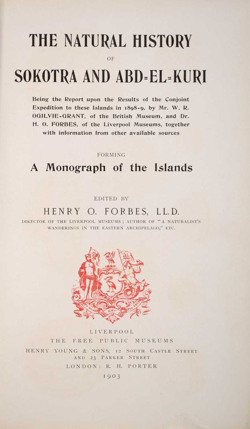 Lot 152 - Forbes on The natural history of Sokotra and Abdel-Kuri