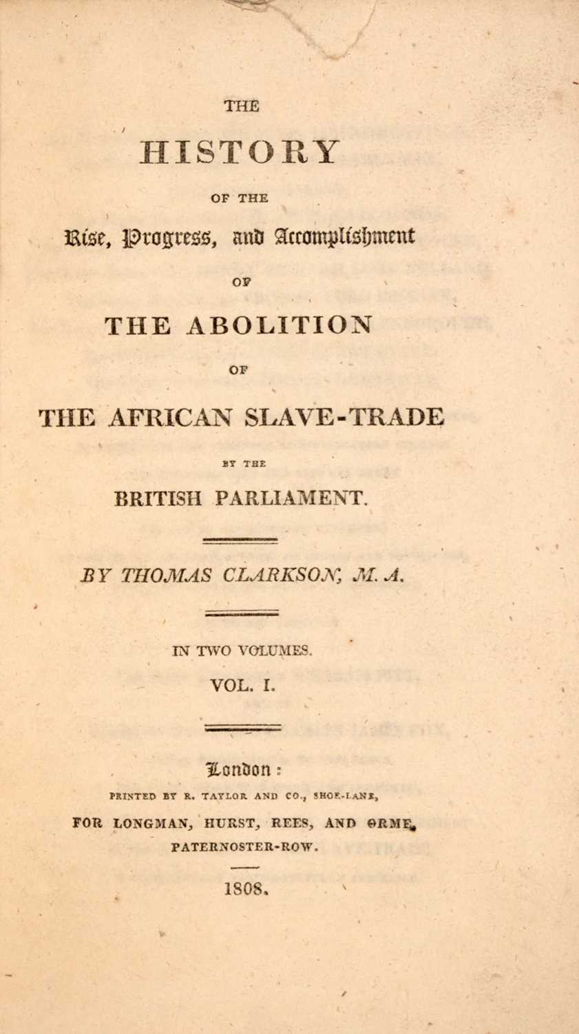 Lot 143 - Clarkson's account of the slave trade in original boards uncut