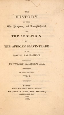 Lot 143 - Clarkson's account of the slave trade in original boards uncut