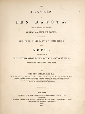 Lot 106 - Samuel Lee's translation of The travels of Ibn Batuta 1829