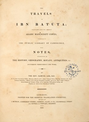 Lot 105 - Lee's translation of The travels of Ibn Batuta, 1829