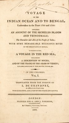 Lot 163 - Attractively bound copy of Grandpré's A Voyage to the Indian Ocean