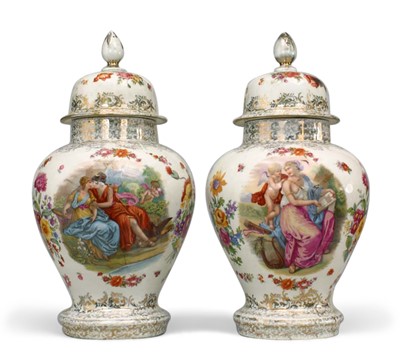 Lot 298 - Pair of German Porcelain Covered Jars