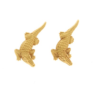 Lot 2003 - Barry Kieselstein-Cord Pair of Gold Crocodile Pins