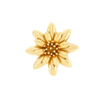 Lot 1017 - Cartier Gold Flower Clip-Brooch