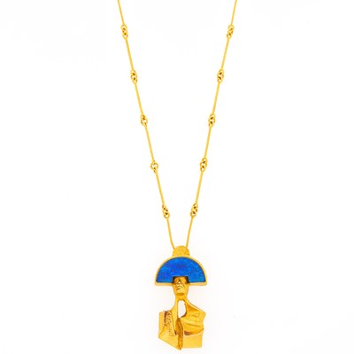 Lot 2060 - Björn Weckström for Lapponia Gold and Opal Triplet 'Balak' Figural Pendant-Necklace